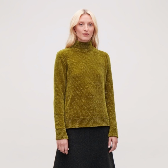 COS Sweaters - New COS Chenille Mock Neck Jumper with Zip Green XS
